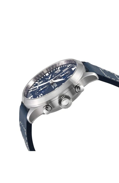 Gevril Vaughn Automatic Chronograph Leather Strap Watch, 44mm In Blue