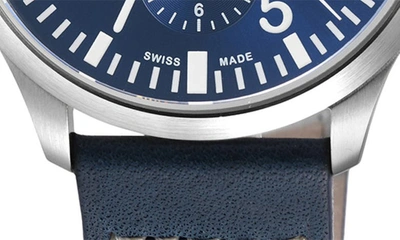 Gevril Vaughn Automatic Chronograph Leather Strap Watch, 44mm In Blue