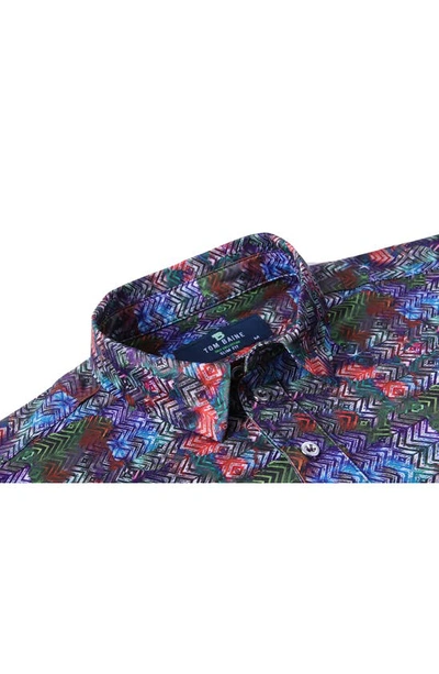 Shop Tom Baine Patterned Slim Fit Performance Golf Polo In Blue Multi
