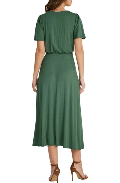 Shop Mila Mae Button Trim Stretch Knit Maxi Dress In Sage Green
