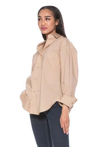 Shop Alexia Admor Amber Classic Boyfriend Fit Button-up Shirt In Camel