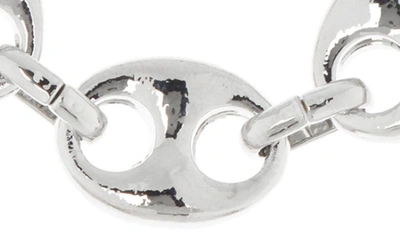 Meshmerise 18k White Gold Plate Puffed Mariner Chain Necklace In 18kt White Plated Brass