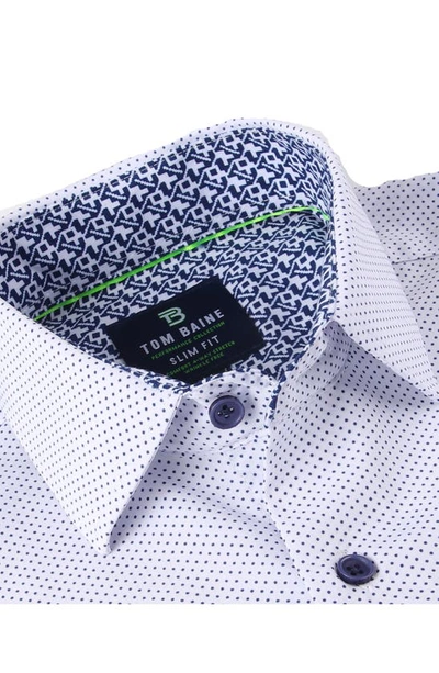Tom Baine Slim Fit Short Sleeve Performance Stretch Button-up Shirt In White