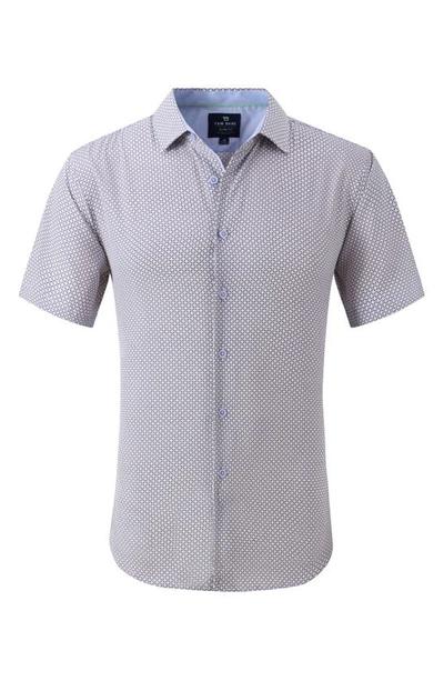 Shop Tom Baine Slim Fit Short Sleeve Performance Stretch Button-up Shirt In White