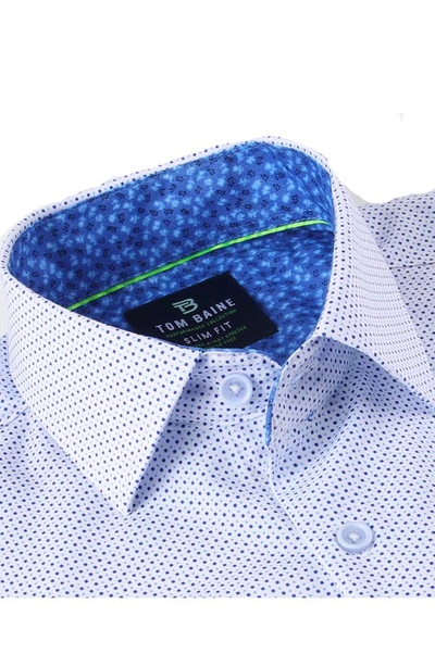 Tom Baine Slim Fit Short Sleeve Performance Stretch Button-up Shirt In White
