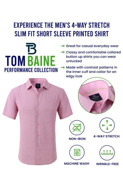 Tom Baine Men's Slim Fit Short Sleeve Performance Button Down Dress Shirt In Pink
