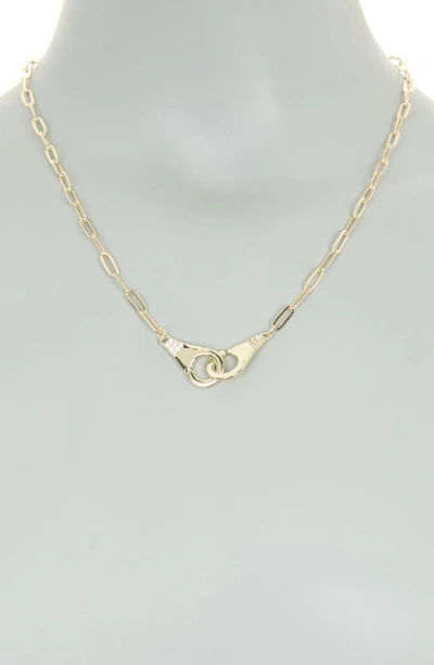 Shop Meshmerise 18k Gold Plate Handcuff Necklace In 18kt Yellow Plated Brass