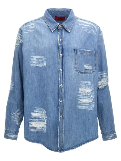 Shop 424 Denim Shirt Shirt, Blouse Light Blue
