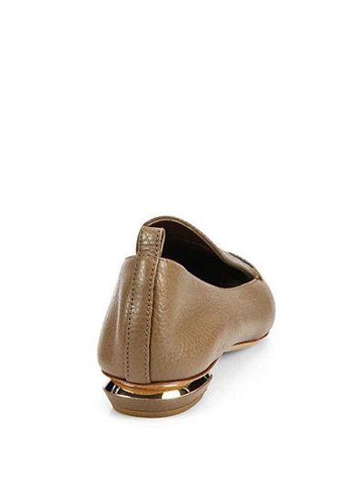 Shop Nicholas Kirkwood Textured Leather Point-toe Loafers In Taupe