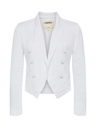 Shop L Agence Wayne Linen Blazer In Blanc
