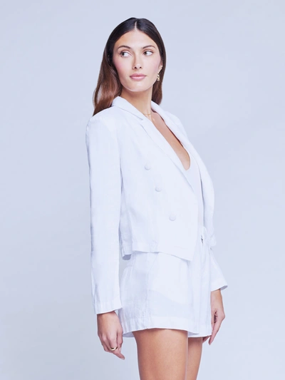 Shop L Agence Wayne Linen Blazer In Blanc