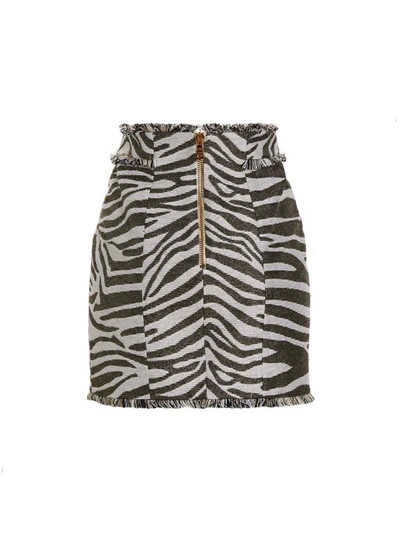 Shop Balmain 'lurex Zebra' Skirt In Multicolor