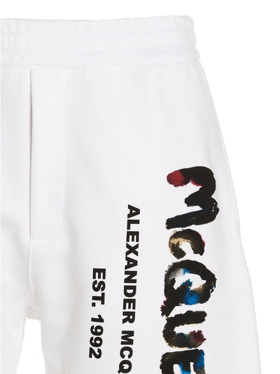 Shop Alexander Mcqueen Logo Print Shorts In White/black