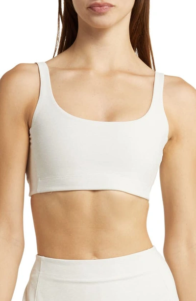 Shop Outdoor Voices Double Time Mélange Sports Bra In Milk Stone