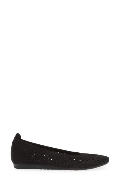 Shop Arche 'lilly' Flat In Black Nubuck Leather