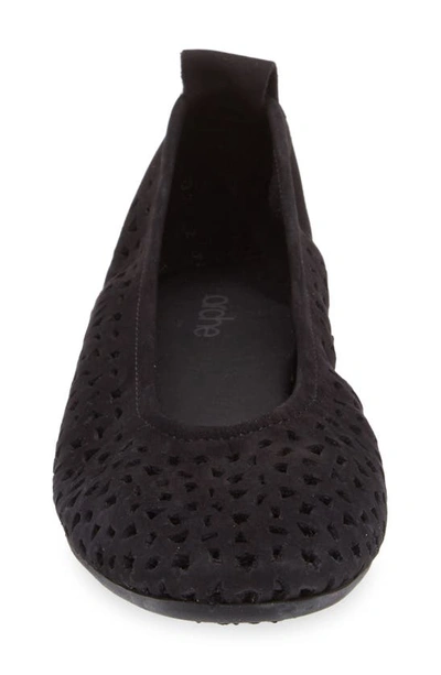 Shop Arche 'lilly' Flat In Black Nubuck Leather