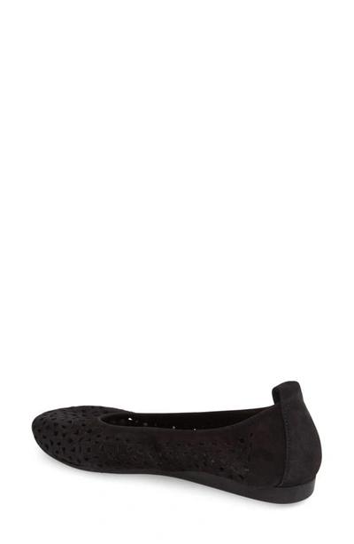 Shop Arche 'lilly' Flat In Black Nubuck Leather