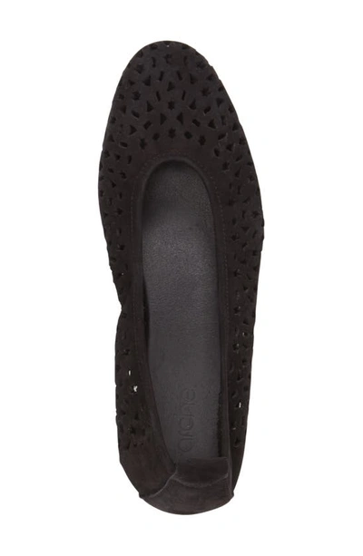 Shop Arche 'lilly' Flat In Black Nubuck Leather