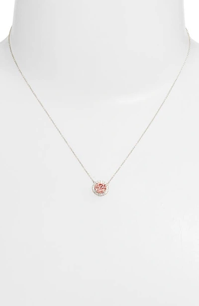 Shop Lightbox 1-carat Lab Grown Diamond Halo Pendant Necklace In Pink/ 14k White Gold