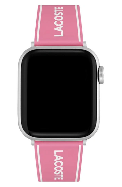 Shop Lacoste Silicone Apple Watch® Watchband In Pink