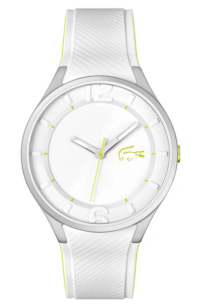 Shop Lacoste Ollie Silicone Strap Watch, 44mm In White