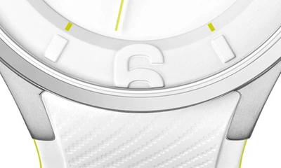 Shop Lacoste Ollie Silicone Strap Watch, 44mm In White