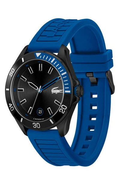 Shop Lacoste Tiebreaker Silicone Strap Watch, 43mm In Black