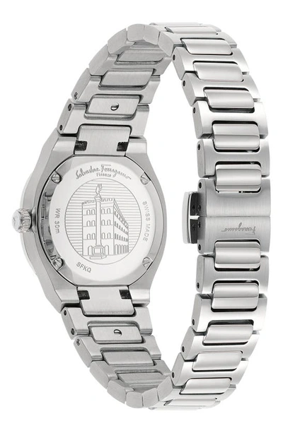 Shop Ferragamo Elliptical Bracelet Watch, 28mm In Silver