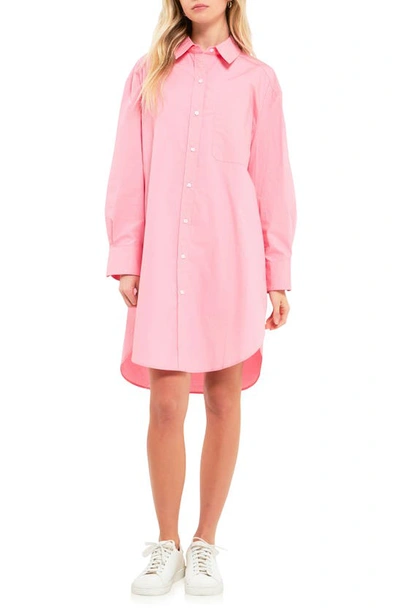 Shop English Factory Classic Collar Shirtdress In Pink