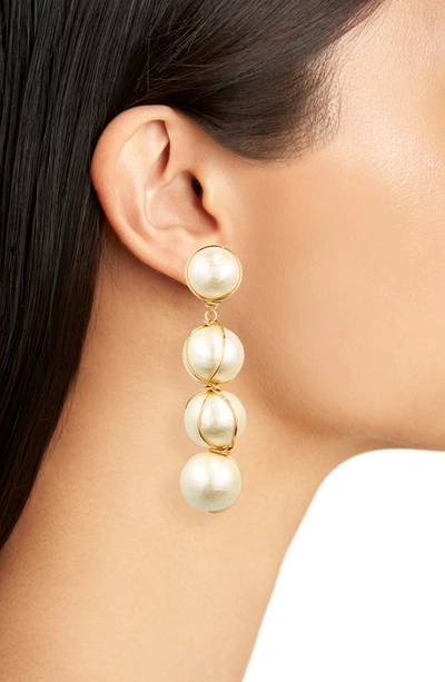 Shop Cult Gaia Giga Imitation Pearl Linear Drop Clip-on Earrings