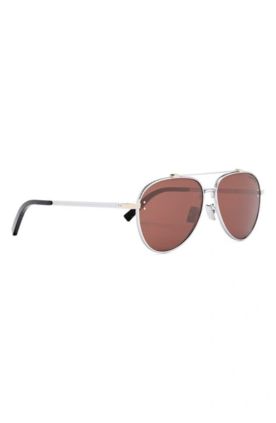Shop Dior Cd Diamond A1u 59mm Pilot Sunglasses In Shiny Palladium / Bordeaux