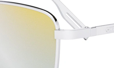 Shop Dior '90 S1u 57mm Pilot Sunglasses In Shiny Palladium / Blu Mirror