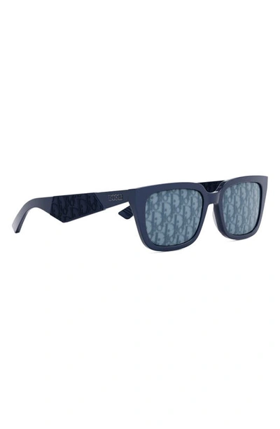 Shop Dior 'b27 S2i 55mm Square Sunglasses In Blue / Mirror