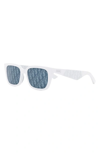 Shop Dior 'b27 S2i 55mm Square Sunglasses In White / Blu Mirror
