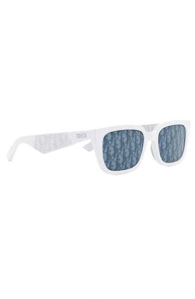 Shop Dior 'b27 S2i 55mm Square Sunglasses In White / Blu Mirror