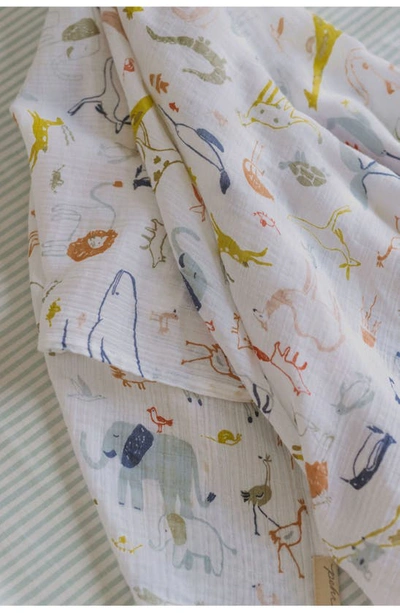 Pehr Into The Wild Organic Cotton Swaddle Blanket In Ivory