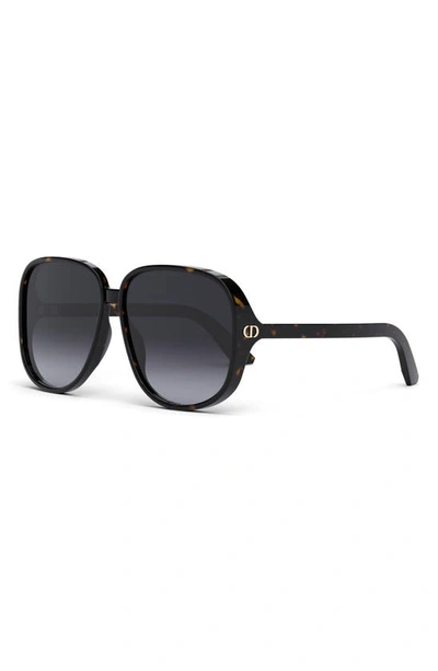 Shop Dior Ddoll S1u 63mm Round Sunglasses In Dark Havana / Gradient Smoke