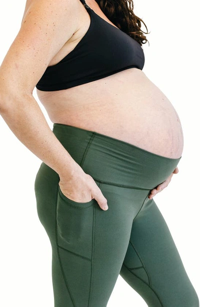Shop Anook Athletics Ellie Maternity 23-inch Crop Leggings In Thyme