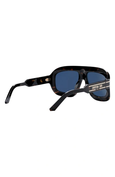 Shop Dior 'signature M1u 58mm Rectangular Sunglasses In Dark Havana / Blue