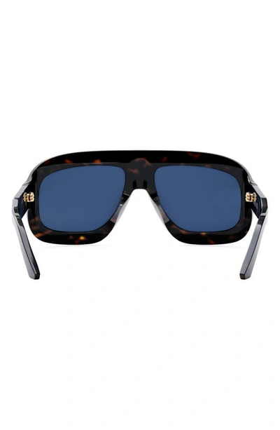 Shop Dior 'signature M1u 58mm Rectangular Sunglasses In Dark Havana / Blue