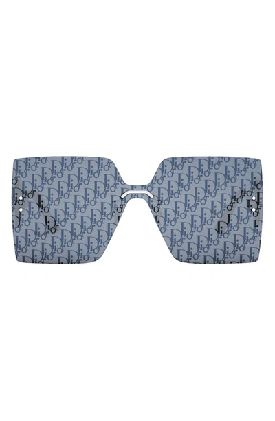 Shop Dior 'club M5u Rectangular Shield Sunglasses In Shiny Palladium / Smoke Mirror