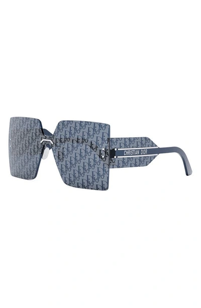 Shop Dior 'club M5u Rectangular Shield Sunglasses In Shiny Palladium / Smoke Mirror