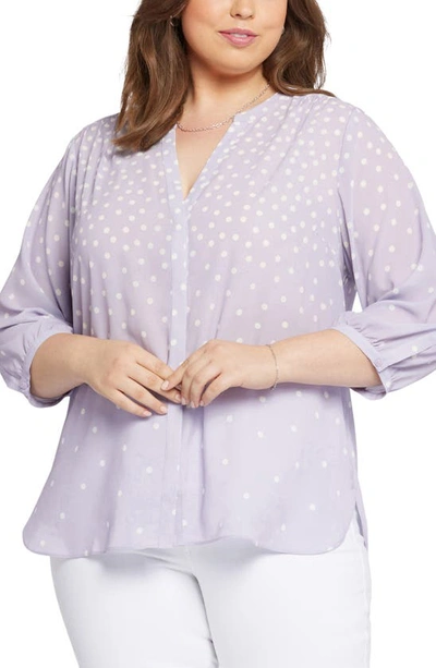 Shop Nydj Semisheer Pintuck Blouse In Fanciful Dots