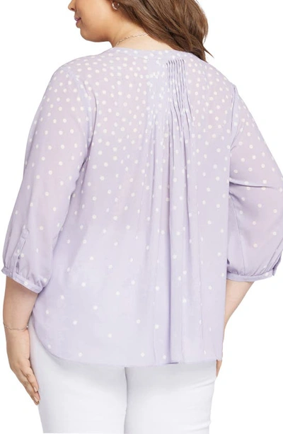 Shop Nydj Semisheer Pintuck Blouse In Fanciful Dots