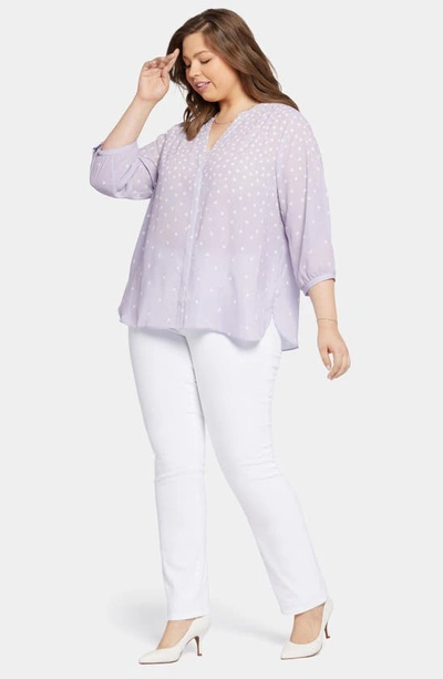 Shop Nydj Semisheer Pintuck Blouse In Fanciful Dots