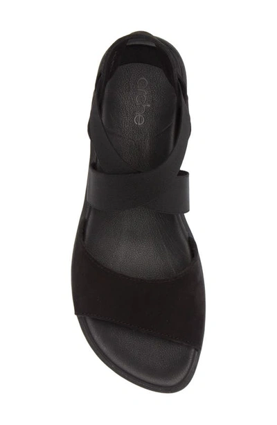 Shop Arche Satia Sandal In Black Nubuck Leather