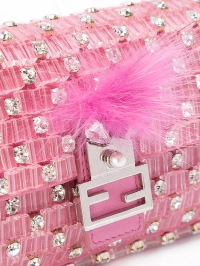 Shop Fendi Micro 'baguette' Clutch - Pink
