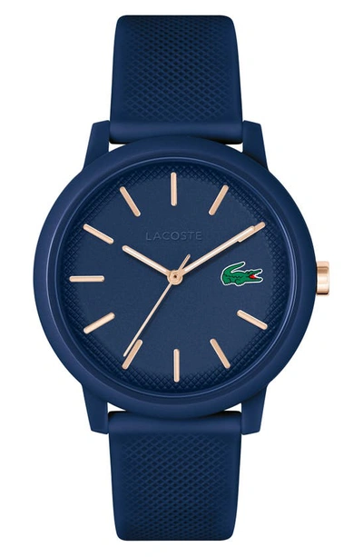 Shop Lacoste 12.12 Silicone Strap Watch, 42mm In Blue