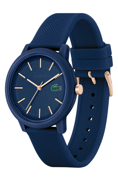 Shop Lacoste 12.12 Silicone Strap Watch, 42mm In Blue