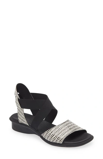 Shop Arche Satia Reptile Embossed Wedge Sandal In Wack-noir